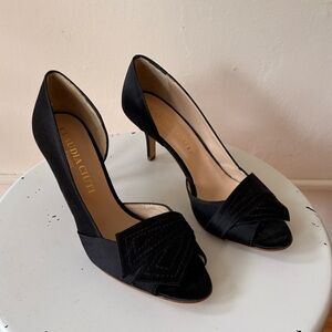 Claudia Ciuti Black Peep-Toe Heels Size 8